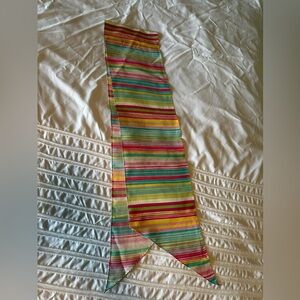 100% Silk Scarf by Talbots. Printed and sewn in Korea. Pastel stripes longer.